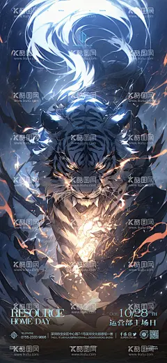 酒吧运营部主场日  - 源文件下载【酷图网】海报,夜店,酒吧,收官之战,冲刺,白虎,运营部,国潮,插画,大气,动漫,