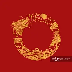 式样,传统,圆形,边框,龙图片素材