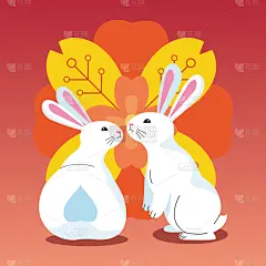 可爱的,兔子,多色的,传统,贺卡,中秋节,传统节日,中国,节日,天空