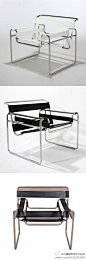 瓦西里休闲椅——1925年，马休.布劳耶作为一个学徒进入德国著名的“包豪斯”学校进行学习，他是第一个用钢管制造椅子的设计师，并成功设计出这张椅子，为了纪念他的老师瓦西里.康定斯基，他将这张椅子命名为“瓦西里椅”，这张椅子作为重要的作品，收藏在美国现代艺术博物馆MOMA。