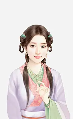 双髻小女孩_新图网 https://ixintu.com 古装 中国风 古代 美女 手绘 插画 女