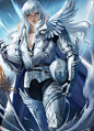 Anime 2528x3500 Berserk anime digital art artwork men armour white hair Griffith Sakimichan portrait display