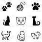 猫,符号,可爱的,白色,宠物,矢量,爪子,图像,布置,剪影
