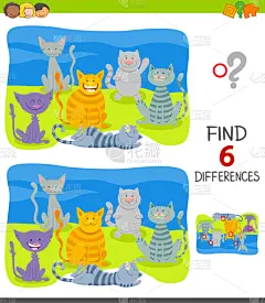 多样,性格,动画片,组物体,野生猫科动物,宠物,数字6,练习本,图像,设计