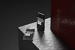 Smartphone industrial mockup red metal 25款极简工业风IPhone智能手机UI屏幕界面APP广告壁纸设计展示PSD样机_格外视觉(uigui.cn)-国外高品质设计素材共享网