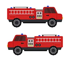 红色卡通消防车插画