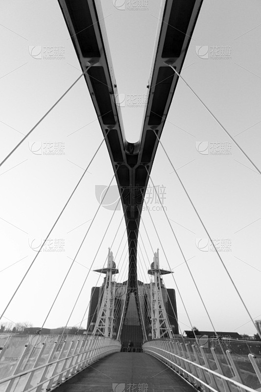 建筑,黑白图片,桥,曼彻斯特,垂直画幅,...
