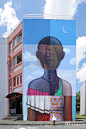 法国艺术家ulien Malland的街头艺术作品，将许多童年的元素通过墙绘展示出来。#求是爱设计#