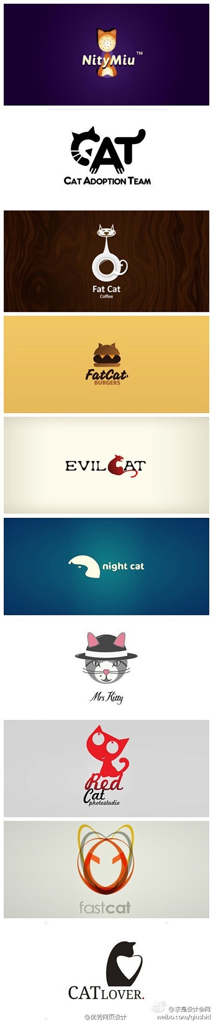 【早安Logo：一组以猫为元素的创意Lo...