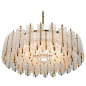 Large Chandelier in Brass with Numerous Glass Shades | 1stdibs.com