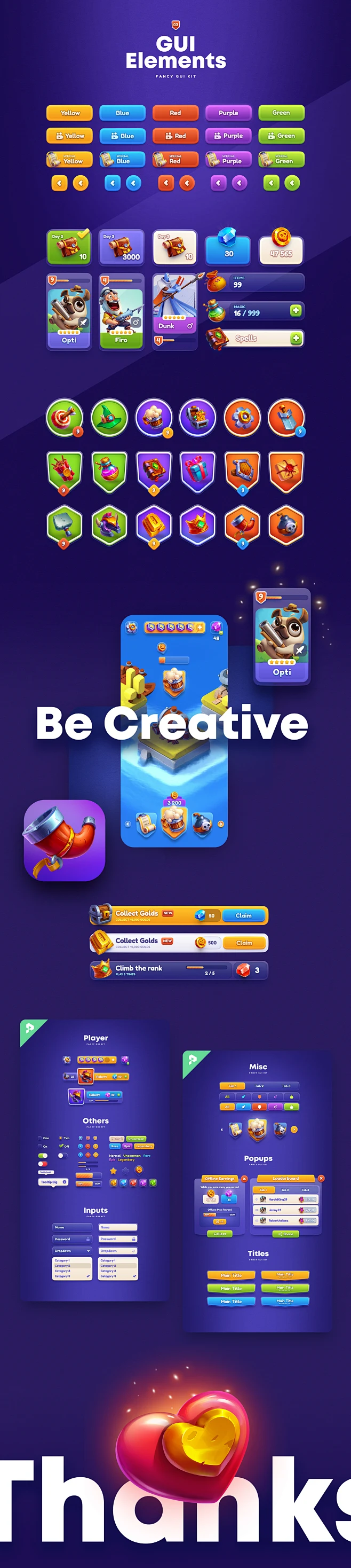 Gaming GUI kit polyperfect UI unity3D ux-花瓣网