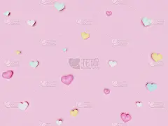 3D彩色蜡笔心背景。妇女节快乐，母亲节快乐，情人节，生日贺卡，儿童节快乐。