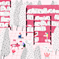 森林图书馆-lylean lee_lyleanlee,植物,清新,图书馆,粉色_涂鸦王国插画