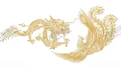 金龙金凤 【酷图网】窗花,纹样,福,素材,龙凤,线条,福样,囍,吉祥,金龙,金凤,飞天