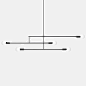 The Andrew Neyer Big Mobile Pendant is directly inspired by the hanging sculptural object it is named for, but is given its own spin with a distinctly minimalistic nature. Several bars intersect at different points to create the linear nature of the penda