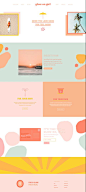 Custom, colorful, playful, organic, beauty brand and website design. Tropical, beach, retro, bold, modern, graphic, fun, branding design, sunshine, color, feminine, home page, squarespace #brightenmade@