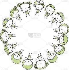 矢量卡通儿童儿童设置边框背景框卡