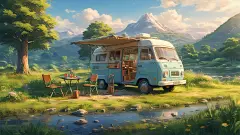 郊游 房车 插画 风景 壁纸 电脑壁纸 插画壁纸 高清壁纸 