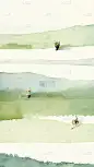 芒种国风抽象水彩实景人物农耕背景