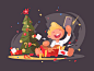 Child opens present