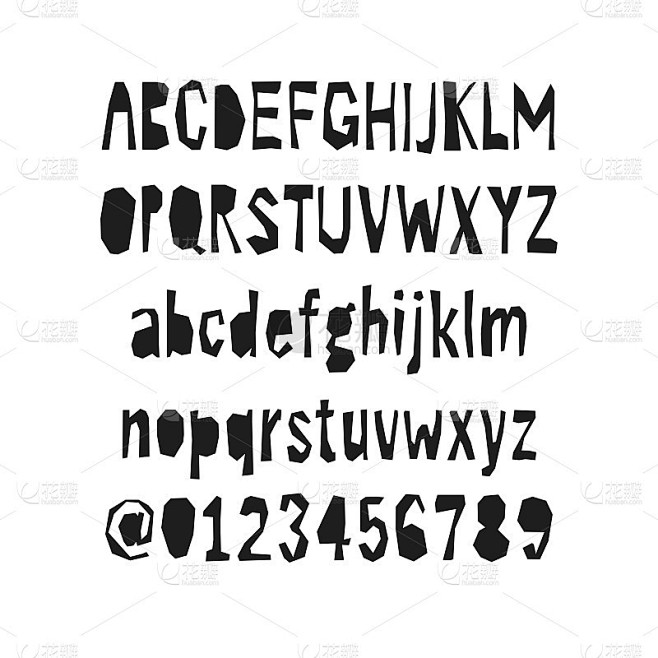 断路装饰字母表。剪纸向量abc。手工制作的字体。