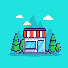 阳光明媚的小店插画