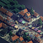 Medieval town - Voxel art : Concept Art commission I did for a studio making a new video game. 
