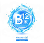 Vitamin b12 icon shining blue essence droplet vitamin complex with chemical formula