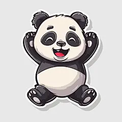 可爱扁平风熊猫元素素材