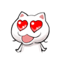 [猫斯拉表情之花痴] - #QQ表情##猫斯拉# - 猫斯拉QQ表情是一只白色的猫咪表情，长着两根猫须，黑黑的小眼睛，表情很欢乐，欢迎下载！