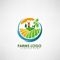 farm logo with windmill and trees on the horizon, suitable for use in agricultural businesses