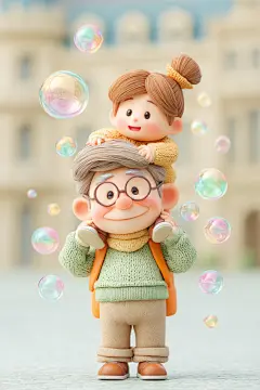 抱着孩子的父亲孩子人物模型