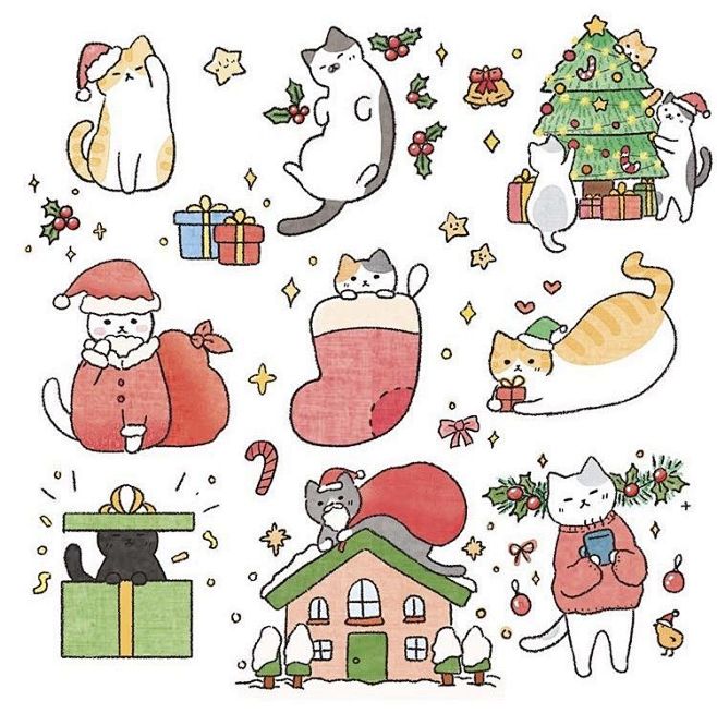 圣诞 猫咪Pinterest