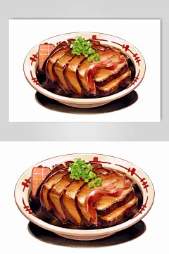 AI数字艺术手绘特色美食扣肉餐饮插画-众图网