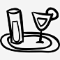酒吧托盘具有手绘饮料眼镜图标 免费下载 页面网页 平面电商 创意素材