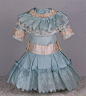 Wonderful Antique Aqua Silk Satin French Bebe Dress for JUMEAU, BRU, or other French Bebe Doll