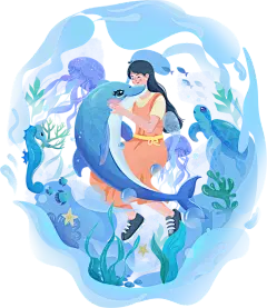 世界海洋日创意插画-海洋日插画