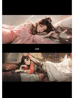 动漫女 古风 插画睡觉姿势 壁纸
