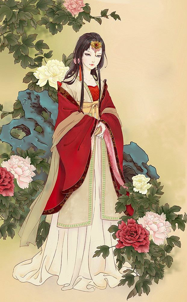 古风美女女性古装插画唯美美女美人古风人物古风女子倾国倾城妩媚仙侠