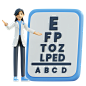 female doctor eye test using an eye chart