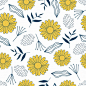 Flowers seamless pattern with hand drawn style