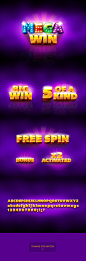 Winner Texts : Design and illustration of Bonus, Free Spin, Mega win, Big win texts for slots Casino games 