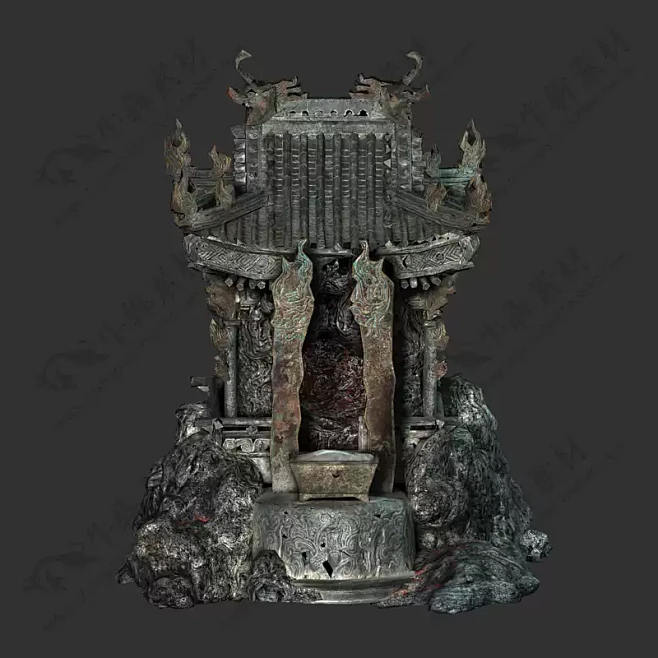 黑神话悟空3d场景模型土地庙树雕根雕ma...