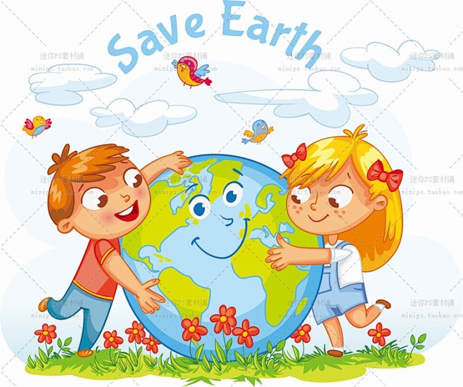 512号儿童画保护环境爱护地球节日宣传海...