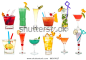 Wide assortment of freakish cocktails on a white background