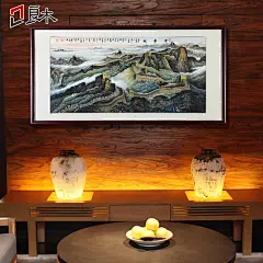 手绘古典山水画国画客厅办公室风水字画聚宝盆鸿运当头壁画装饰画-tmall.com天猫