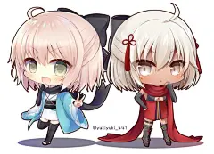 动漫人物，少女手绘涂鸦，画师悠希的作品，Q版FGO同人图