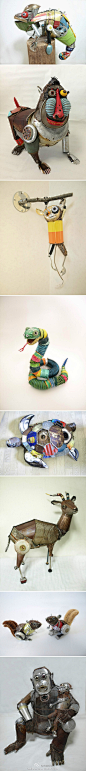 Playful Animal Sculptures Made of Salvaged Materials 妙！