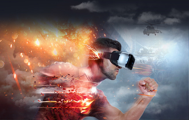 VR虚拟现实3D眼镜海报创意合成 （禁止...