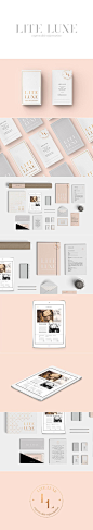 Lite Luze #stationery suite design. I love the pale colors, gold foil and simple design.: